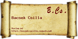 Bacsek Csilla névjegykártya